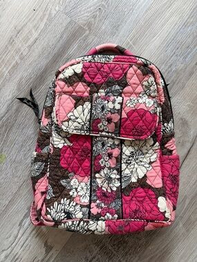 Vera Bradley Pink and Brown Floral Quilted Backpack